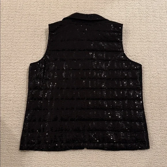Chicos Collection Sequin Black Quilted Vest Size 2 (12/14-L) - Picture 3 of 3